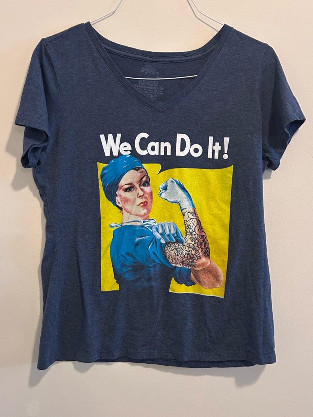 Charcoal V-Neck Rosie Riveter‎ tatted nurse tee